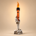 Tall ivory skeleton-hand LED candle light with orange glitter tube